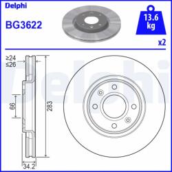 DELPHI Disc Frana Bg3622 Citroën Berlingo/Berlingo / Berlingo First/Berlingo Multispace