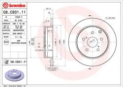 BREMBO Disc Frana 08. C931.11 Toyota Mirai/Prius Plus Toyota (Gac) Verso