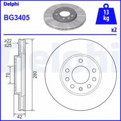 DELPHI Disc Frana Bg3405 Opel Astra F/Astra F Classic/Astra G/Astra G Classic Caravan (BG3405)