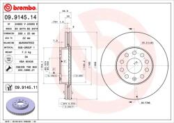 BREMBO Disc Frana 09.9145. 11 Audi A3/Q2 Audi (Faw) A3/A3L/Q2L Cupra Leon Seat Altea (09.9145.11)