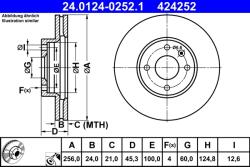ATE Disc Frana 24.0124-0252.1 Chevrolet Aveo/Cobalt