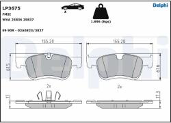 DELPHI Set Placute Frana, Frana Disc Lp3675 Citroën Berlingo Opel Combo Peugeot Partner