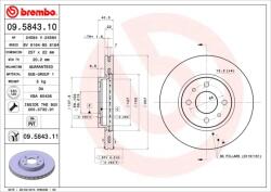 BREMBO Disc Frana 09.5843. 11 Alfa Romeo Mito Chrysler Ypsilon Citroën Nemo Fiat 500