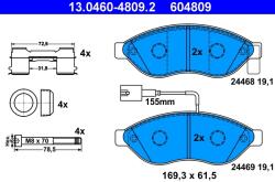 ATE Set Placute Frana, Frana Disc 13.0460-4809.2 Citroën Jumper Ii Fiat Ducato