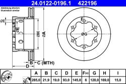 ATE Disc Frana 24.0122-0196.1 Mercedes-Benz Sprinter 4-T/Sprinter Classic 4, 6-T (24.0122-0196.1)