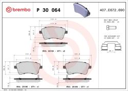 BREMBO Set Placute Frana, Frana Disc P30064 Kia Venga