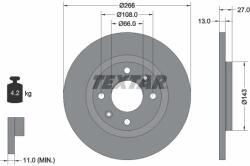 TEXTAR Disc Frana 92089103 Citroën Berlingo / Berlingo First/C-Elysee/C2/C2 Enterprise