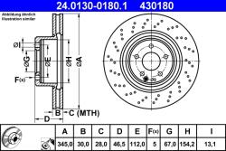 ATE Disc Frana 24.0130-0180.1 Mercedes-Benz C-Class/C-Class T-Model/Clk/Slk