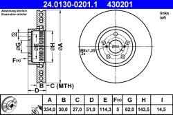 ATE Disc Frana 24.0130-0201.1 Lexus Gs/Is Ii/Is Iii/Rc