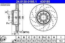 ATE Disc Frana 24.0130-0185.1 Audi A4 B6/A4 B7