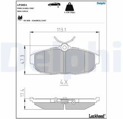 DELPHI Set Placute Frana, Frana Disc Lp3851 Ford Australia Mustang Ford Usa Mustang (LP3851)