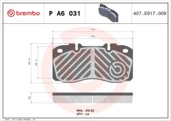 BREMBO Set Placute Frana, Frana Disc Pa6031 Irisbus Daily Tourys Iveco Daily Iv/Daily V (PA6031)