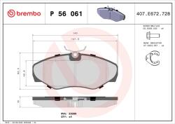 BREMBO Set Placute Frana, Frana Disc P56061 Nissan Primastar Opel Vivaro A (P56061)