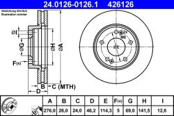 ATE Disc Frana 24.0126-0126.1 Hyundai Highway/Santa Fé I/Trajet (24.0126-0126.1)