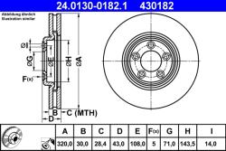 ATE Disc Frana 24.0130-0182.1 Jaguar S-Type Ii/Xj (24.0130-0182.1)