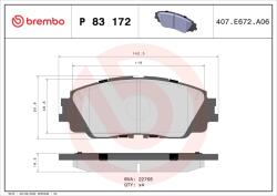 BREMBO Set Placute Frana, Frana Disc P83172 Daihatsu Altis Lexus Es/Ux Toyota Avalon (P83172)