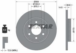 TEXTAR Disc Frana 92352703 Ford Tourneo Custom V710/Transit Custom V710 (92352703)
