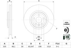 Bosch Disc Frana 0986479G32 Jaguar F-Pace Land Rover Range Rover Velar (0986479G32)