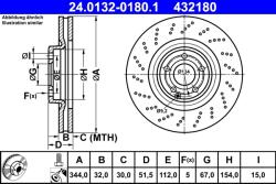 ATE Disc Frana 24.0132-0180.1 Mercedes-Benz Cls/Cls Shooting Brake (24.0132-0180.1)