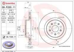 BREMBO Disc Frana 09. F220.11 Maserati Ghibli Iii/Levante/Quattroporte Vi