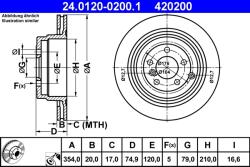 ATE Disc Frana 24.0120-0200.1 Land Rover Range Rover Iii (24.0120-0200.1)