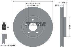 TEXTAR Disc Frana 92166005 Hyundai Grand Santa Fé/Santa Fé Ii/Santa Fé Iii/Ix55 (92166005)