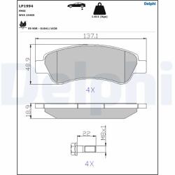 DELPHI Set Placute Frana, Frana Disc Lp1994 Citroën Jumper I/Jumper Ii Fiat Ducato