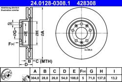 ATE Disc Frana 24.0128-0308.1 Citroën Jumpy Iii/Spacetourer Fiat Scudo/Ulysse (24.0128-0308.1)