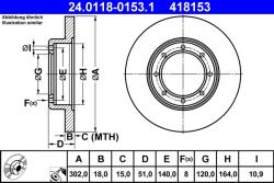 ATE Disc Frana 24.0118-0153.1 Nissan Interstar/Nv400 Opel Movano B (24.0118-0153.1)