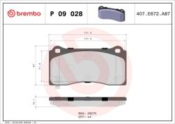 BREMBO Set Placute Frana, Frana Disc P09028 Tesla Model 3/Model Y