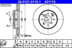 ATE Disc Frana 24.0121-0115.1 Honda City Iv/City V/Jazz Ii/Jazz Iii