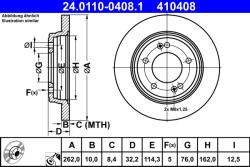 ATE Disc Frana 24.0110-0408.1 Hyundai Creta/Elantra Vi/Elantra Vii/Ioniq/I20 Iii