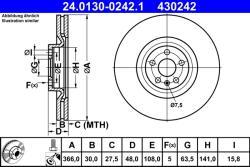 ATE Disc Frana 24.0130-0242.1 Volvo Xc60 Ii/Xc90 Ii (24.0130-0242.1)