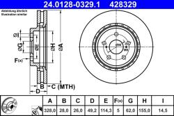 ATE Disc Frana 24.0128-0329.1 Lexus Es/Rx Toyota Camry/Rav 4 V
