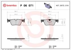 BREMBO Set Placute Frana, Frana Disc P06071 Bmw 1/2/3/3 Gran Turismo/3 Touring/4/4 Gran (P06071)