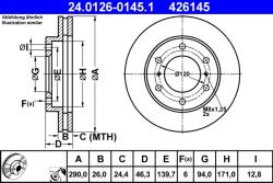 ATE Disc Frana 24.0126-0145.1 Mitsubishi Pajero/Pajero Ii/Pajero Iii/Pajero Iv (24.0126-0145.1)