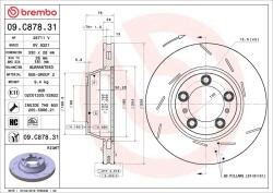 BREMBO Disc Frana 09. C878.31 Porsche Panamera/Panamera Sport Turismo