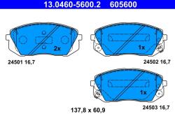 ATE Set Placute Frana, Frana Disc 13.0460-5600.2 Hyundai Tucson/Ix35 Kia Cadenza I (13.0460-5600.2)