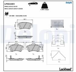 DELPHI Set Placute Frana, Frana Disc Lp5024Ev Hyundai Ioniq Kia Niro I