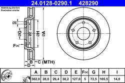 ATE Disc Frana 24.0128-0290.1 Chrysler Voyager V Fiat Freemont (24.0128-0290.1)