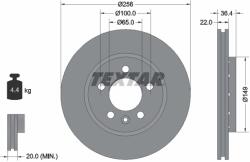 TEXTAR Disc Frana 92098603 Audi A3/Tt Seat Leon/Toledo Ii Skoda Octavia I Vw Bora