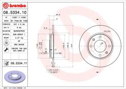 BREMBO Disc Frana 08.5334. 11 Citroën Saxo/Xsara/Zx Citroën (Df-Psa) Xsara Peugeot 206
