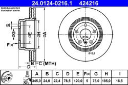 ATE Disc Frana 24.0124-0216.1 Bmw X5/X6