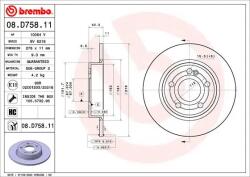 BREMBO Disc Frana 08. D758.11 Mercedes-Benz A-Class/B-Class/Cla/Cla Shooting Brake (08.D758.11)