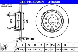 ATE Disc Frana 24.0110-0339.1 Opel Astra H/Astra H Gtc/Zafira / Zafira Family B