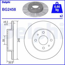 DELPHI Disc Frana Bg2458 Abarth 500 / 595 / 695/500C / 595C / 695C Alfa Romeo 145/146