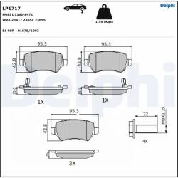 DELPHI Set Placute Frana, Frana Disc Lp1717 Kia Venga Opel Astra F/Astra F Classic/Combo