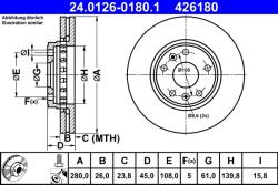 ATE Disc Frana 24.0126-0180.1 Mercedes-Benz Citan/Citan Mixto