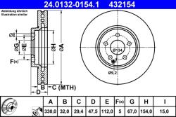 ATE Disc Frana 24.0132-0154.1 Mercedes-Benz E-Class/E-Class T-Model