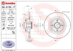 BREMBO Disc Frana 08. A135.17 Fengxing Joyear/Joyear X5 Renault Megane Ii/Scénic Ii